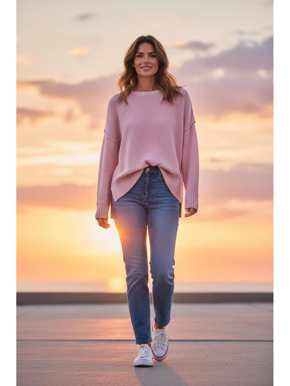 NWT pink thick stitch sweater